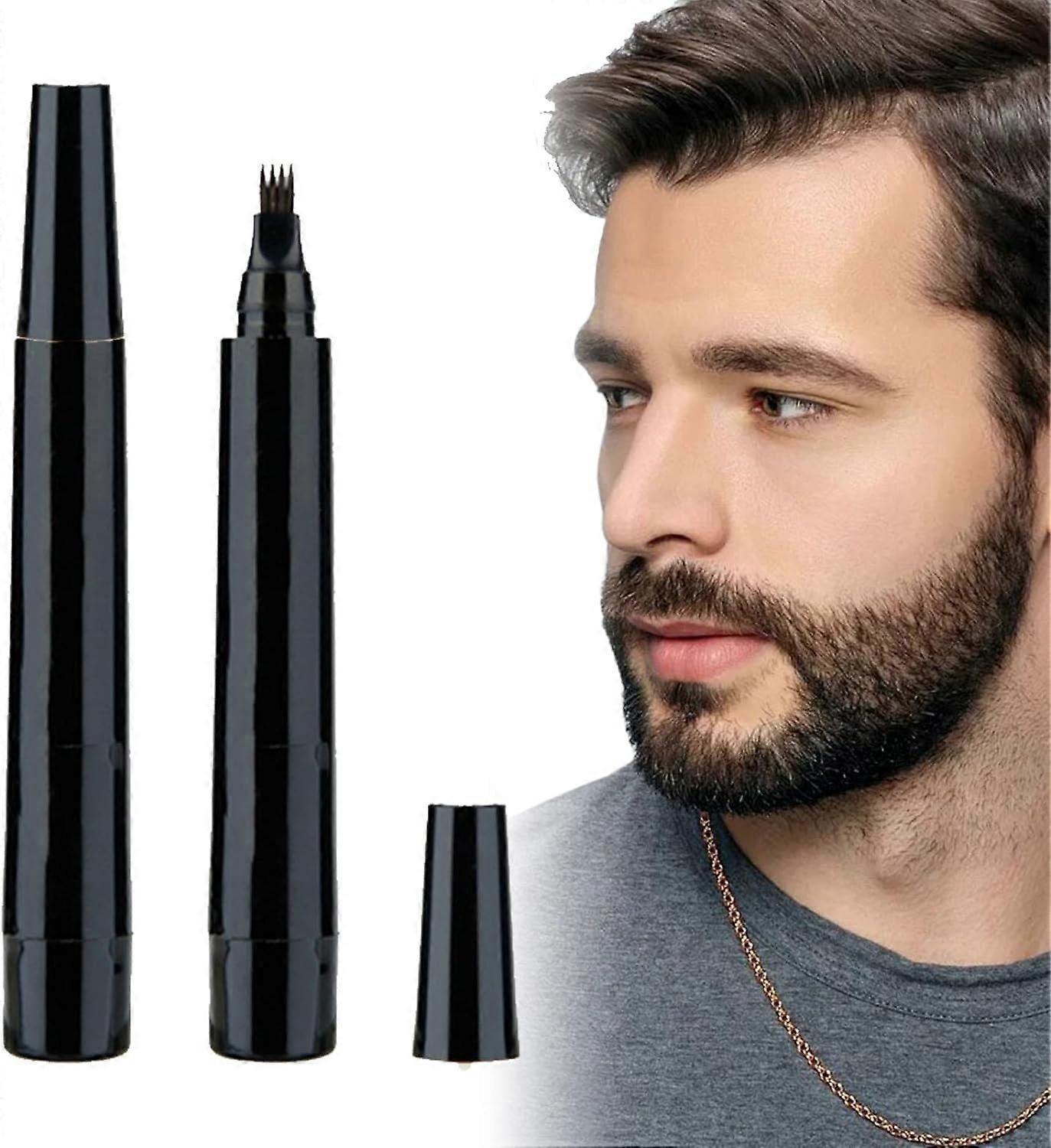 Lertenys Beard Pen,2Pcs Beard Pencil Filler for Men,Mustache Shaping and Enhancing, Waterproof Sweatproof,Beard Filler for Define(2PCS Black)