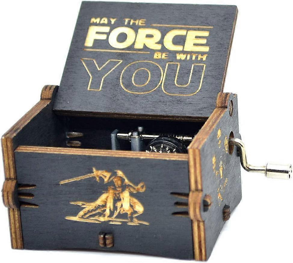 Wjiaer Star Wars Wooden Music Box - Hand Crank Musical Box, Hand Engraved Wooden Music Box 18 Note Mechanism Antique Carved Hand Crank Musical Box ...