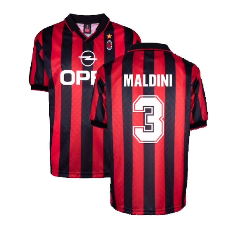 Score Draw AC Milan 1996 Home Retro Shirt (MALDINI 3) Red Small Adults