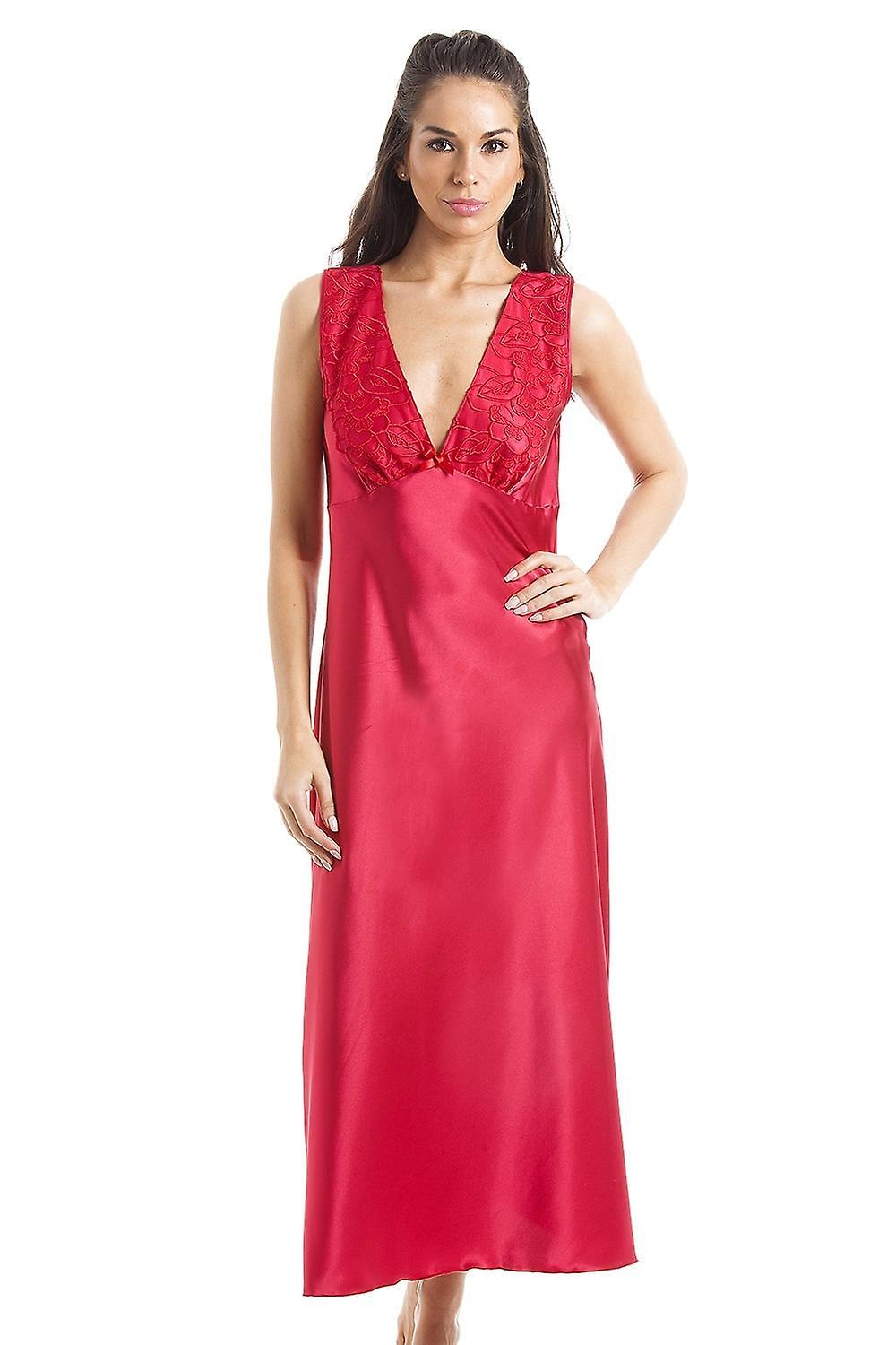 Women's Camille Luxury Red Lace Satin Chemise 10-12