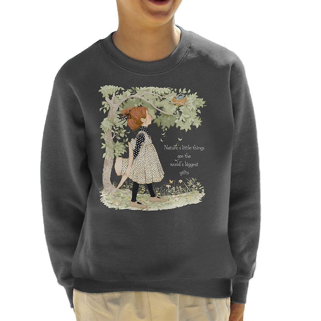 Holly Hobbie Natures Little Things Light Text Kid's Sweatshirt Charcoal Large (9-11 yrs)