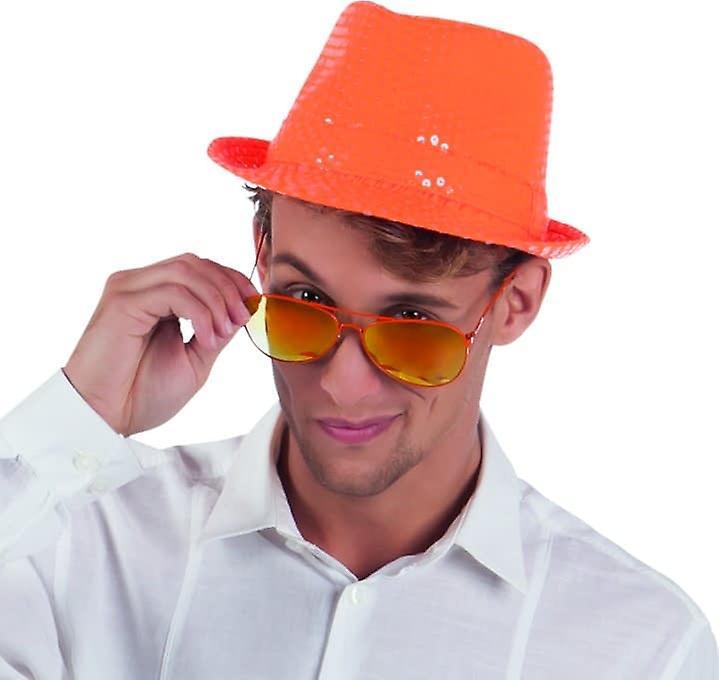 Personage Adult orange sequin borsalino hat