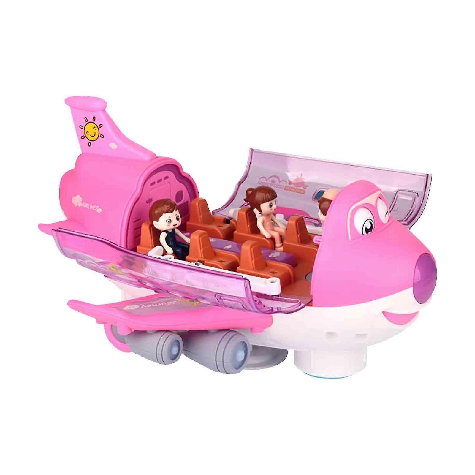 Taishh Airplane Simulation Model Music Lights 360 Rotating Children's Electric Toy Airplane Pink