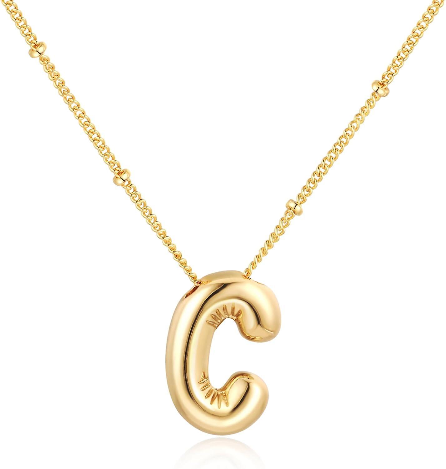 Morakot Bubble Letter Necklace Balloon Initial Necklaces For Women Girls Dainty Alphabet Pendant 14k Gold Plated Puffy Name Personalized Jewelry Gi...