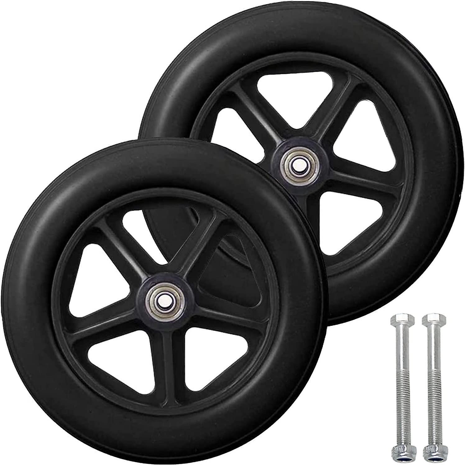 Shindat 8 Inch Front Caster, 2pcs Wheelchair Replacement Wheels, Non-slip Solid Tire, 190mm Gray In Black, Wheels For Wheelchairs, Rollators, Walke...