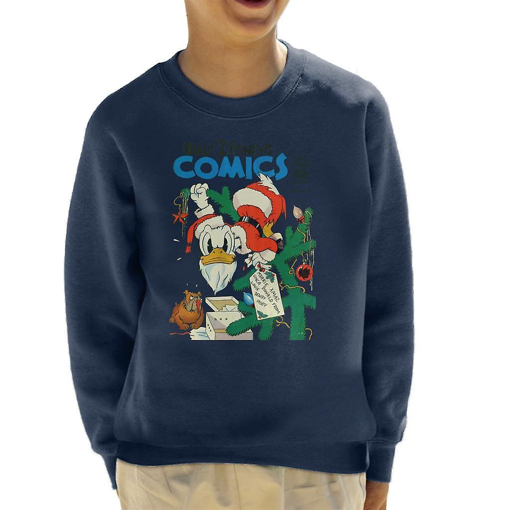 Disney Christmas Donald Duck As Santa Kid's Sweatshirt Navy Blue X-Small (3-4 yrs)