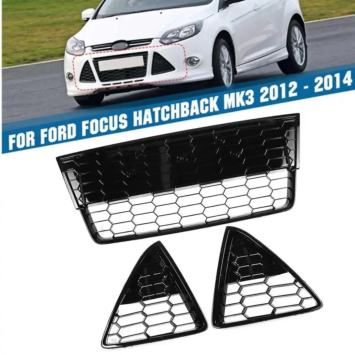 Sanxing 3Pcs Zetec S Style Car Front Bumper Lower Racing Grills Honeycomb Mesh For Ford Focus For Estate MK3 2012 2013 2014 Body Kit black