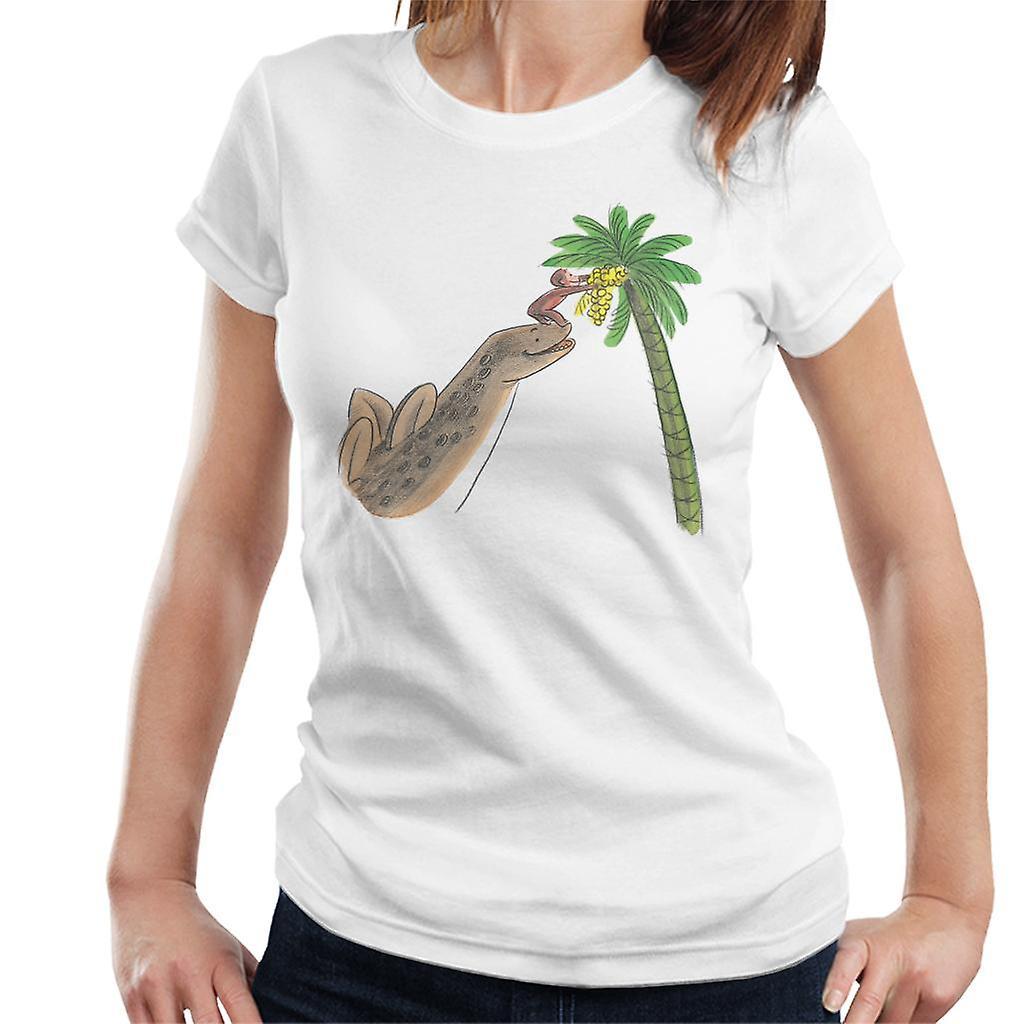 Curious George Dinosaur Palm Tree Women's T-Shirt White XX-Large