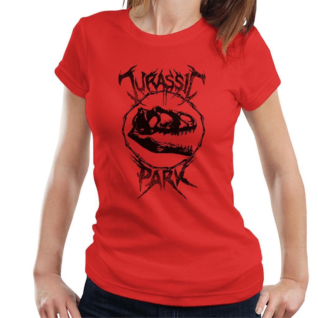 Jurassic Park T Rex Fossil Logo Women's T-Shirt Red Small