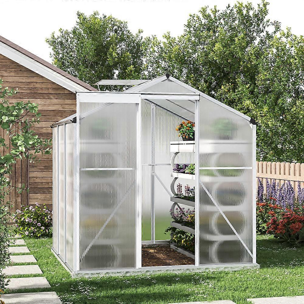 Living And Home 6 x 6 FT Aluminium Frame Polycarbonate Greenhouse