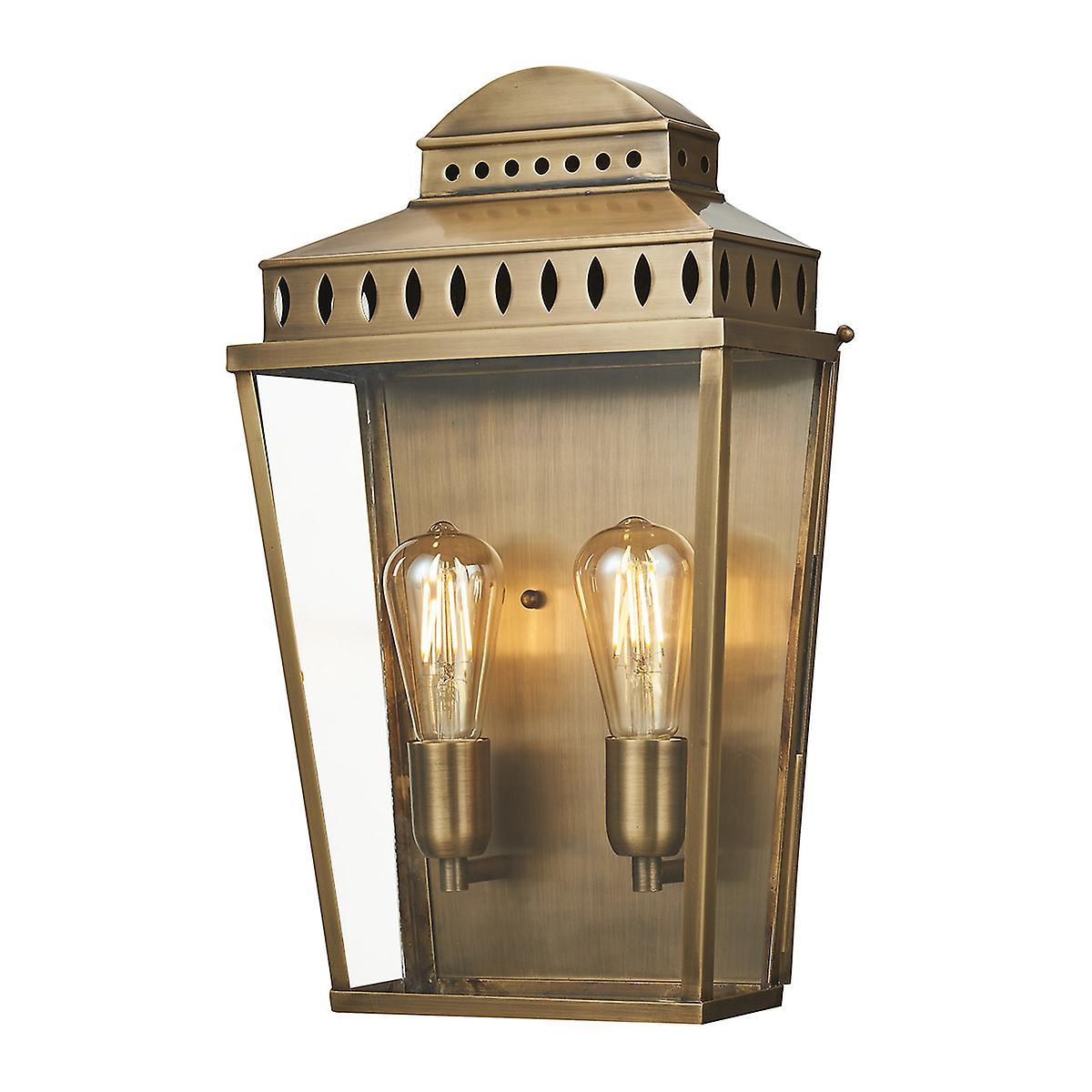 Mansion House 2 Light Large Outdoor Wall Lantern Brass IP44 E27