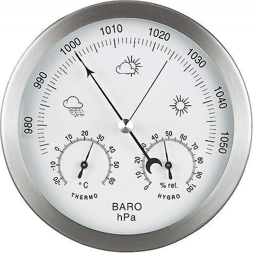 Barsinfi Barometer Weather Station 3-in-1 Stainless Steel Frame 14 Cm Thermometer