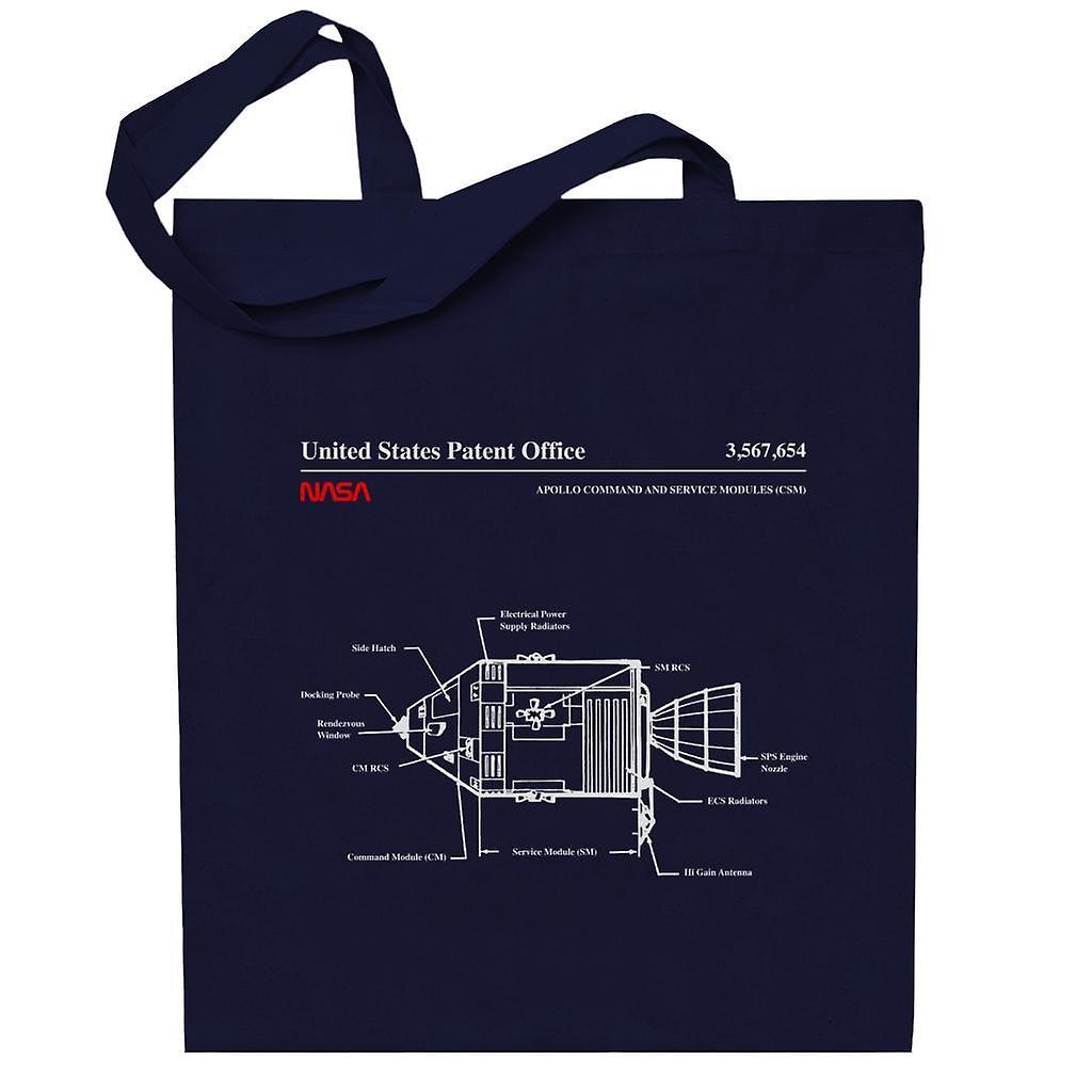 NASA Apollo Command Service Modules Blueprint Totebag Navy Blue 38 x 42 cm