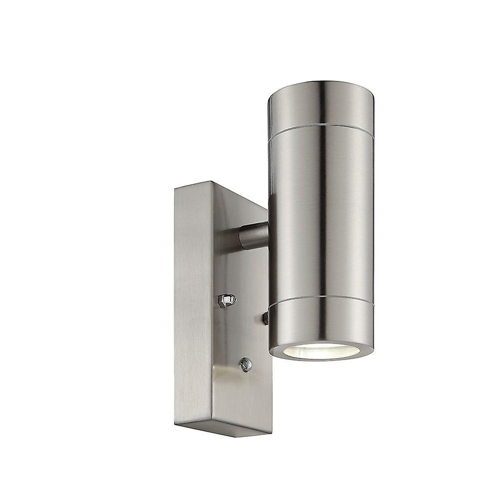 Saxby Lighting (Poole) Palin Outdoor Up Down Wall Photocell Light IP44 7W Brushed Stainless Steel