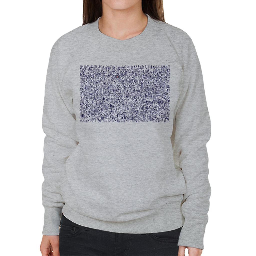 Wheres Wally Where's Wally Hiding In A Crowd Women's Sweatshirt Heather Grey Large