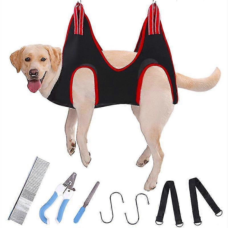 Aiducho Mimigo Pet Dog Grooming Hammock Harness With Nail Clippers, Trimmer, Nail File, Comb,breathable Dog Hammock Restraint Bag, Dog Grooming Sli..