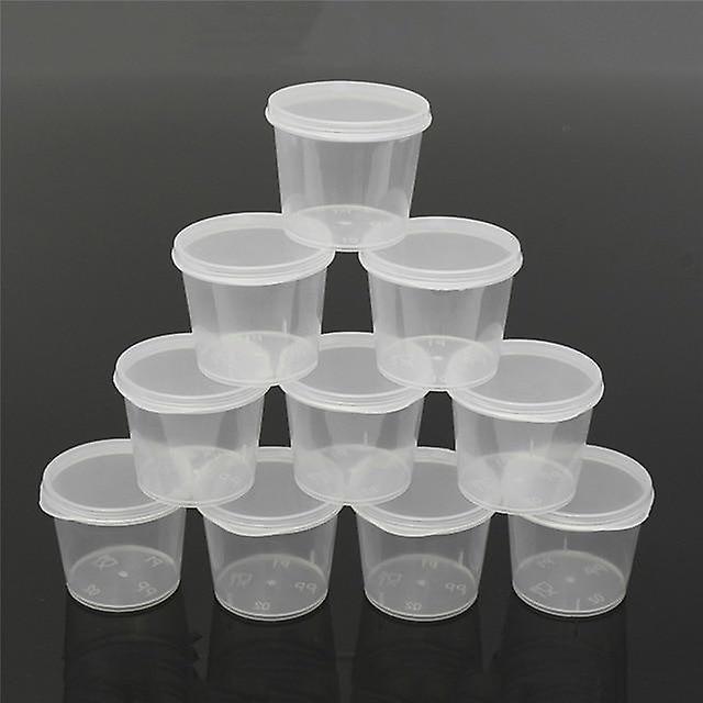 Slowmoose Disposable, Plastic Cups With Lids For Sauce, Condiments And Cooked Food 5 pcs 1.5oz  35.7ml