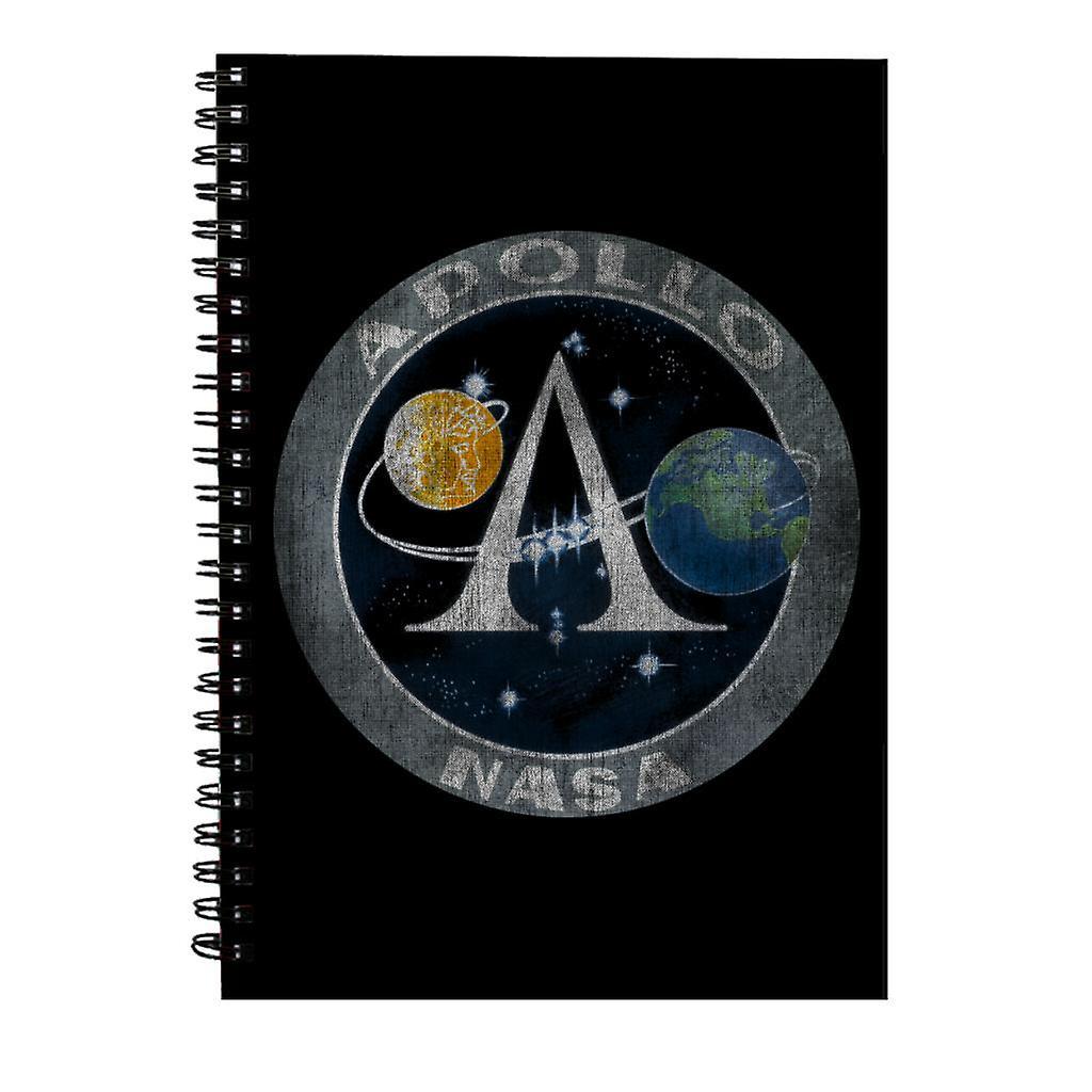 NASA Apollo Program Logo Badge Distressed Spiral Notebook Black 15 x 21 cm