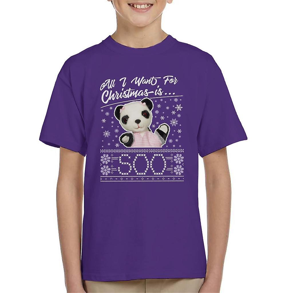 Sooty Christmas All I Want For Christmas Is Soo Kid's T-Shirt Purple X-Small (3-4 yrs)