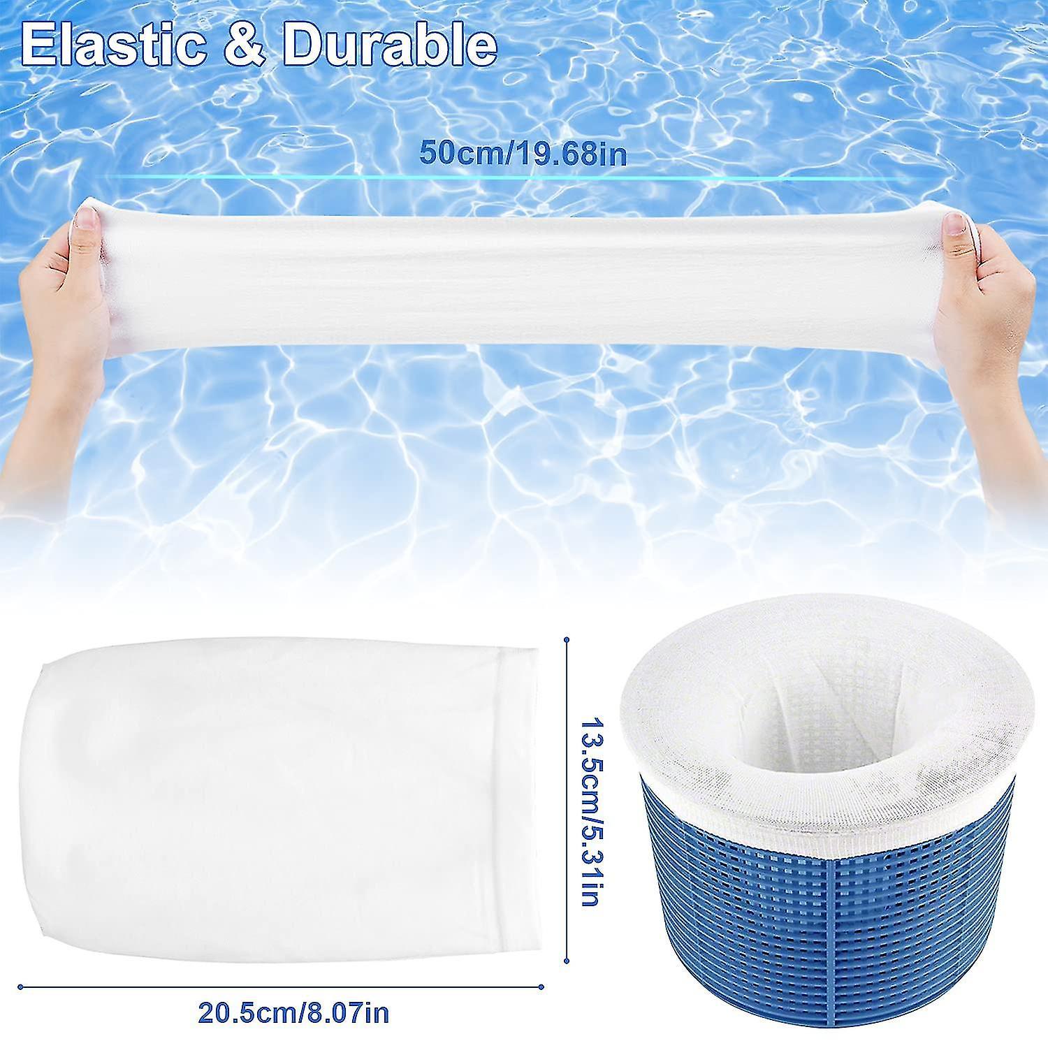 Pool Skimmer Socks, Durable Elastic Nylon Fabric Filters of Swimming Pools, White, WHBYV 20PCS