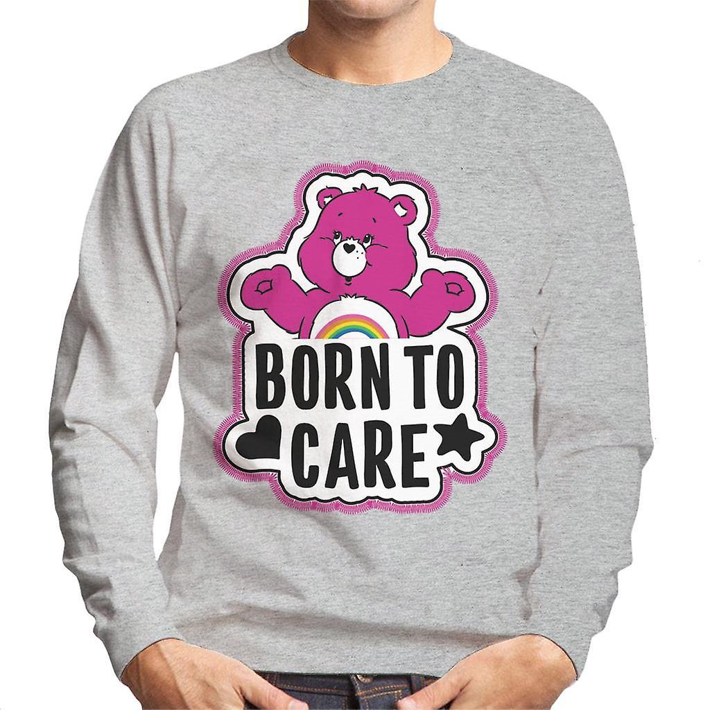 Care Bears Cheer Bear Born To Care Men's Sweatshirt Heather Grey Large