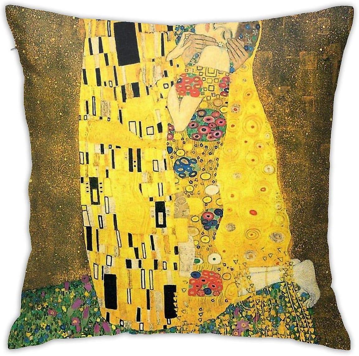 Kerota The Kiss Gustav Klimt Cushion Throw Pillow Cover Decorative Pillow Case For Sofa Bedroom 45CM*45CM AA-2193 45x45cm