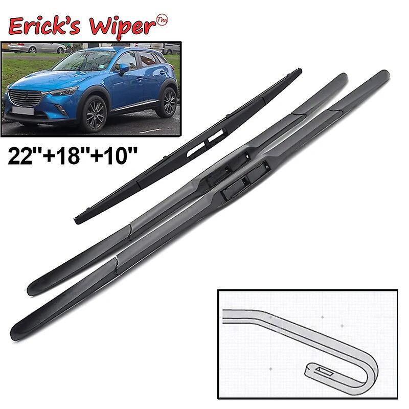 Bicaco Wiper Lhd Front & Rear Wiper Blades Set For Mazda Cx-3 Cx3 2014 - 2023 Windshield Windscreen Window Brushes 22"+18"+10"