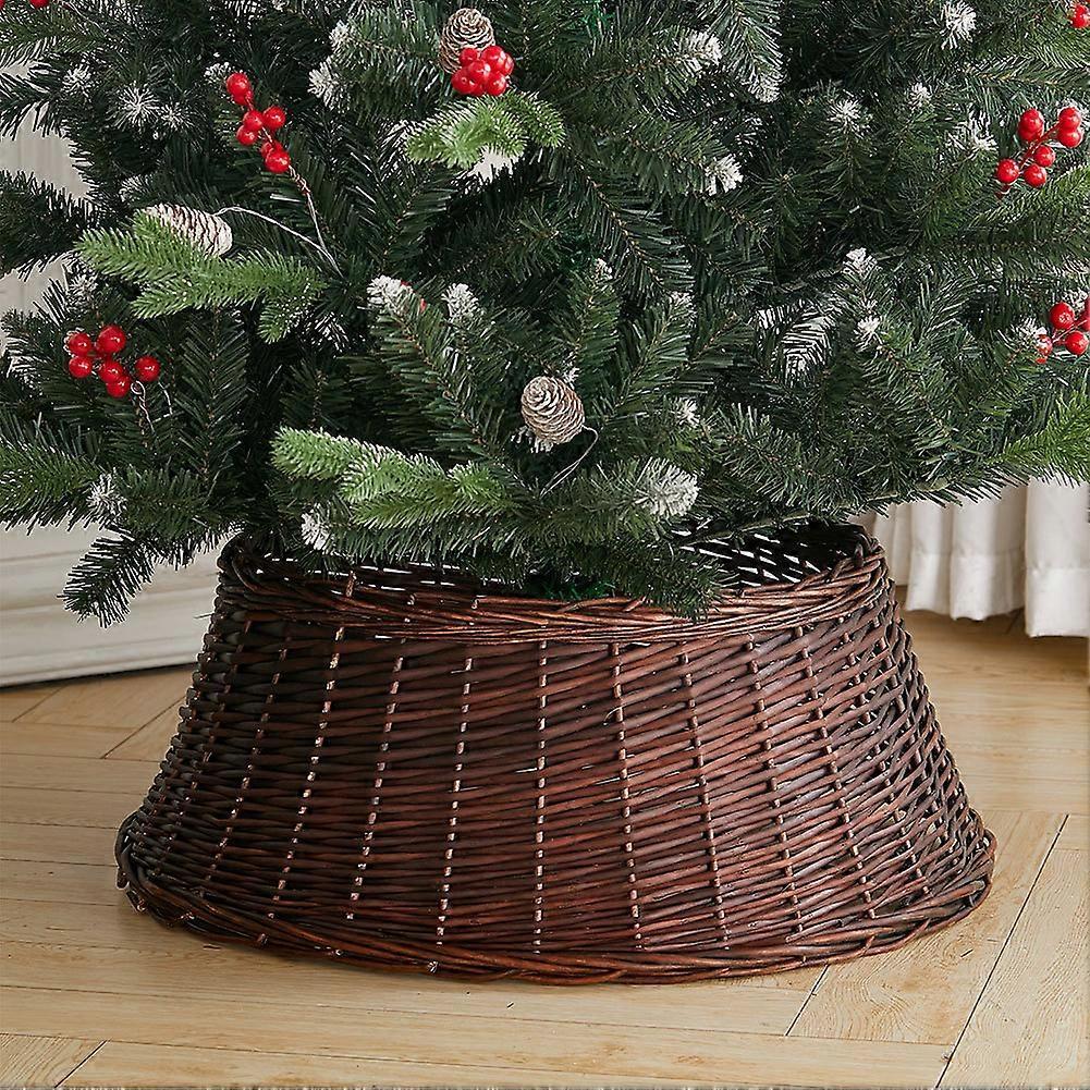 Living And Home Rattan Wicker Christmas Tree Collar Skirt 43-60 cm