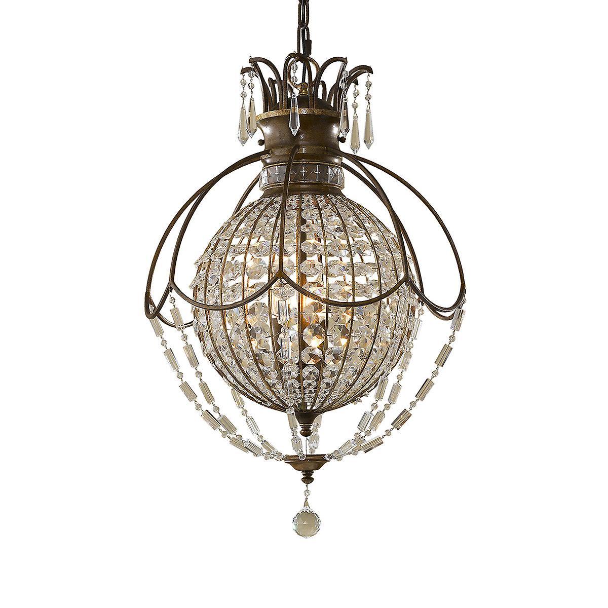 Bellini 3 Light Ceiling Chandelier Pendant Light British Bronze Oxidized Bronze E14