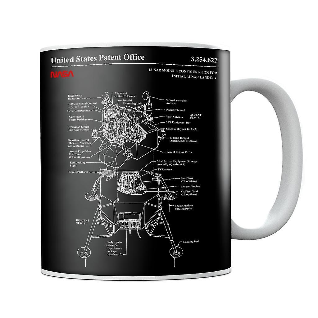 NASA Lunar Module Landing Blueprint Mug Black 10oz