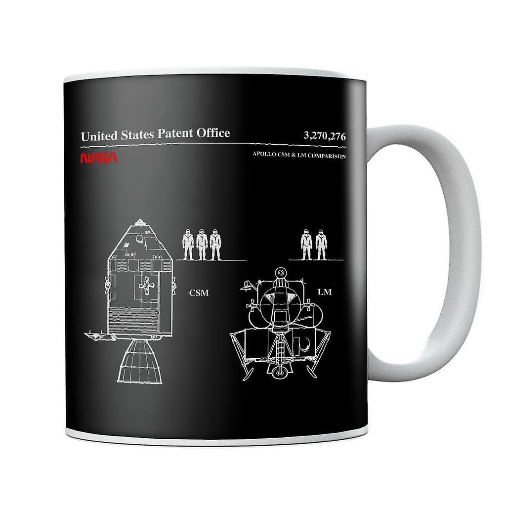 NASA Apollo CSM And LM Blueprint Mug Black 10oz