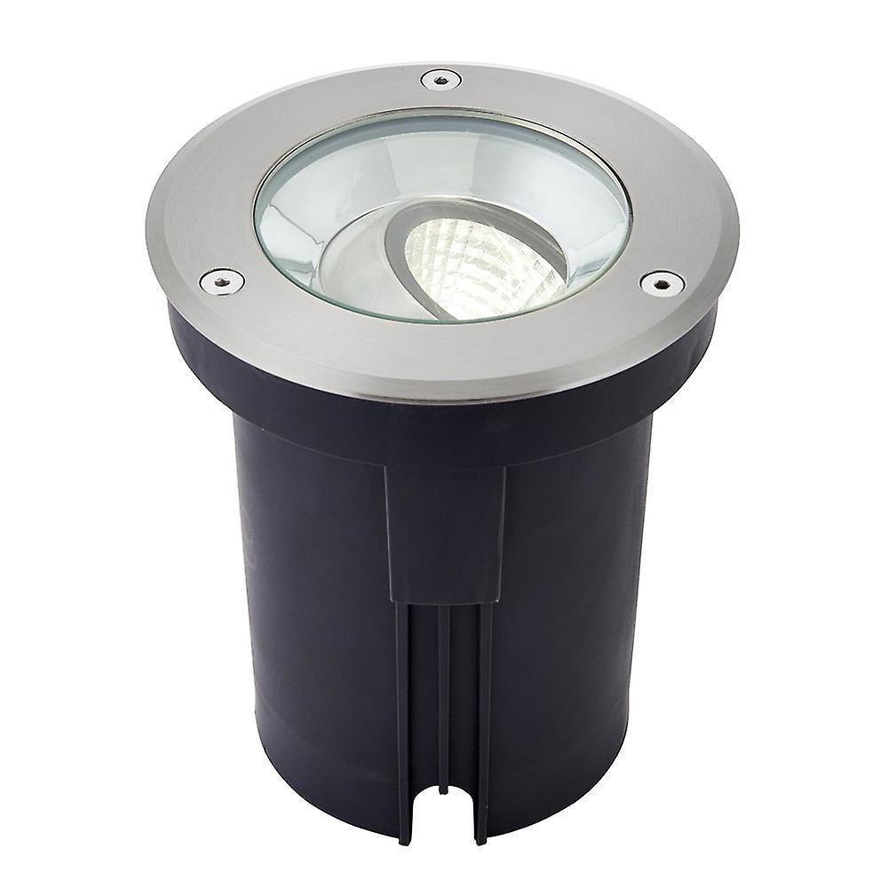 Saxby Lighting (Poole) Hoxton Outdoor Recessed Ground Light Cool White IP67 10.5W Matt Black Paint & Brushed Stainless Steel