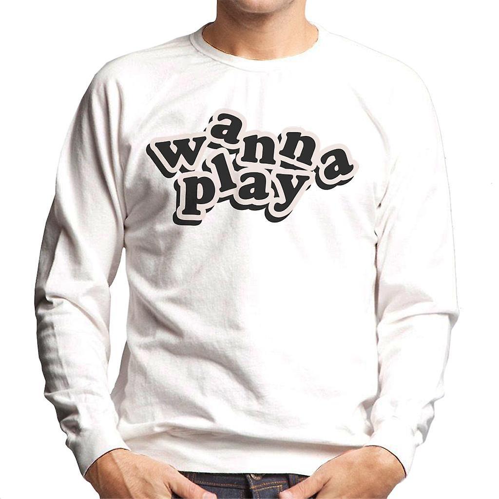 Chucky Wanna Play Playful Font Men's Sweatshirt White X-Large