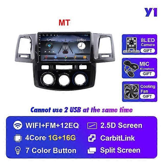 Redkid For Toyota Fortuner Hilux 2007-2014 Car Radio Multimedia DVD Player Stereo Receiver 2 din Android Auto Autoradio Carplay GPS DSP Y1 1G 16G MT