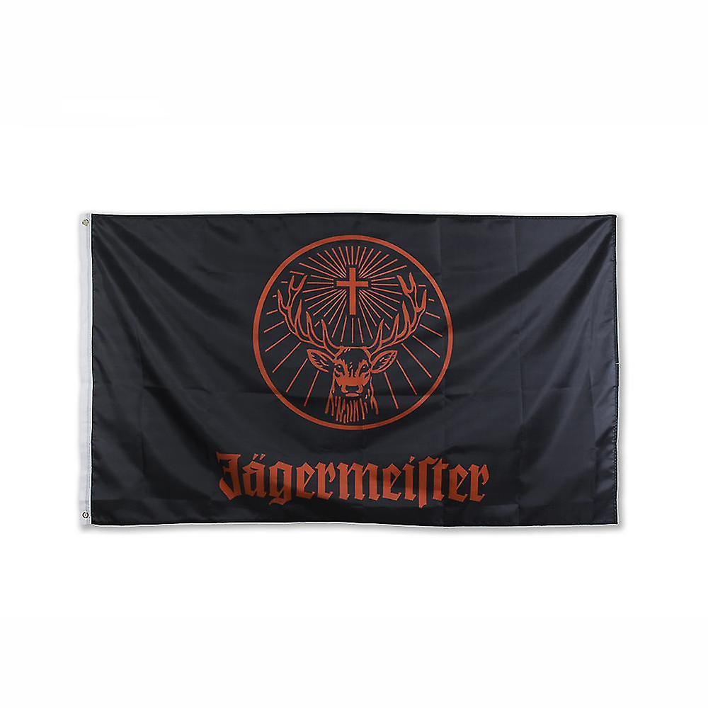 Cryin 3x5 Ft Black Jagermeister Flag Polyester Printed Flags And Banners For Decor 90 x 150cm