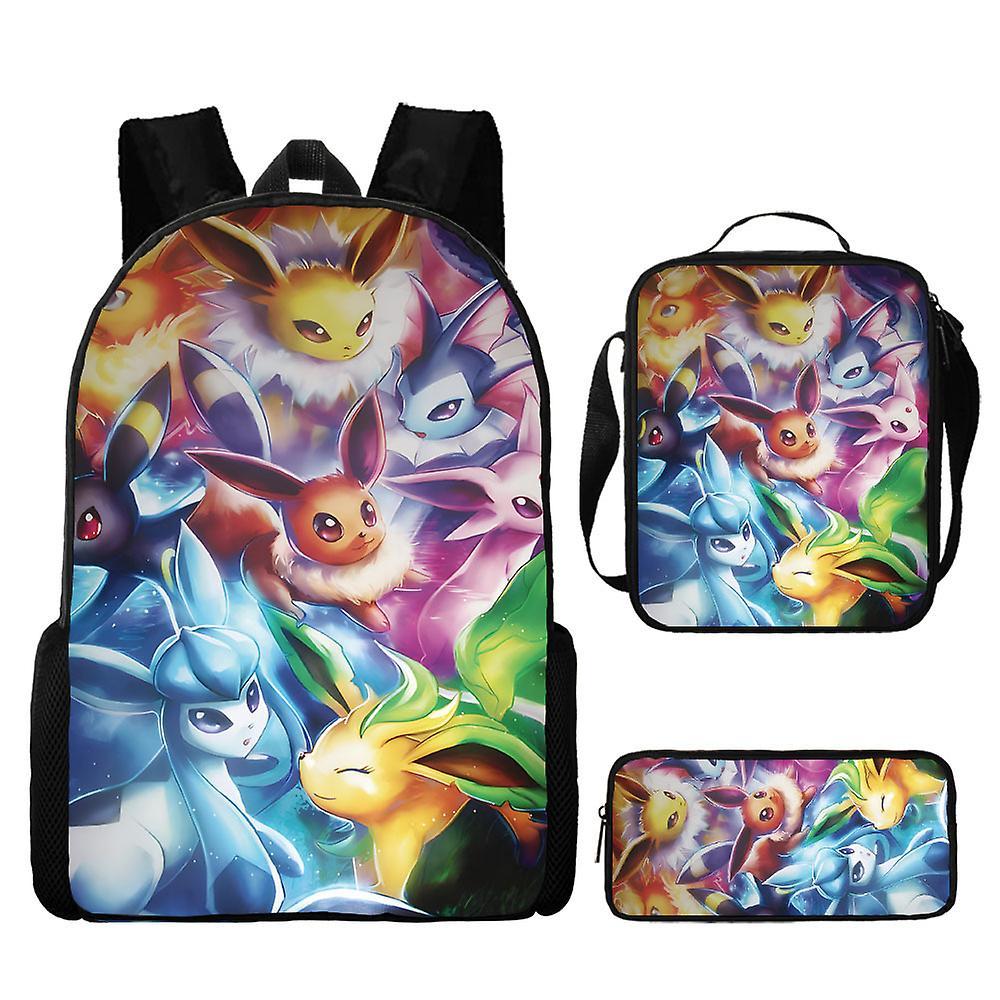 Shznv Pikach Backpack Pokmon 3d Printing School Bag Messenger Bag Pencil Bag Three-piece Set