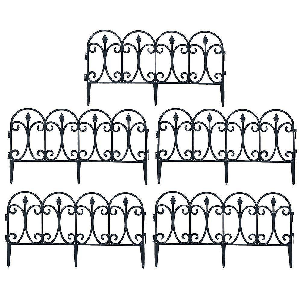 Outdoor Fence 5PCS Outdoor Plastic Rail Fence - Detachable Garden Patio Lawn Edging Border Decoration