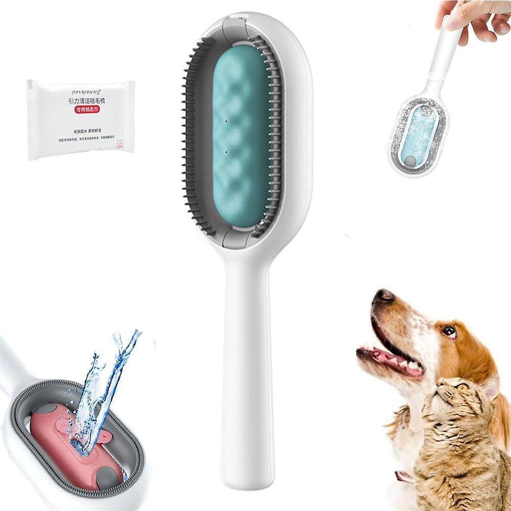 Vicbuy Pet Hair Removal With Water Tank, Sticky Brush For Cats, Pet Hair Removal Comb, Portable Multifunctional Pet Cleansing Brush Short Hair - Blue