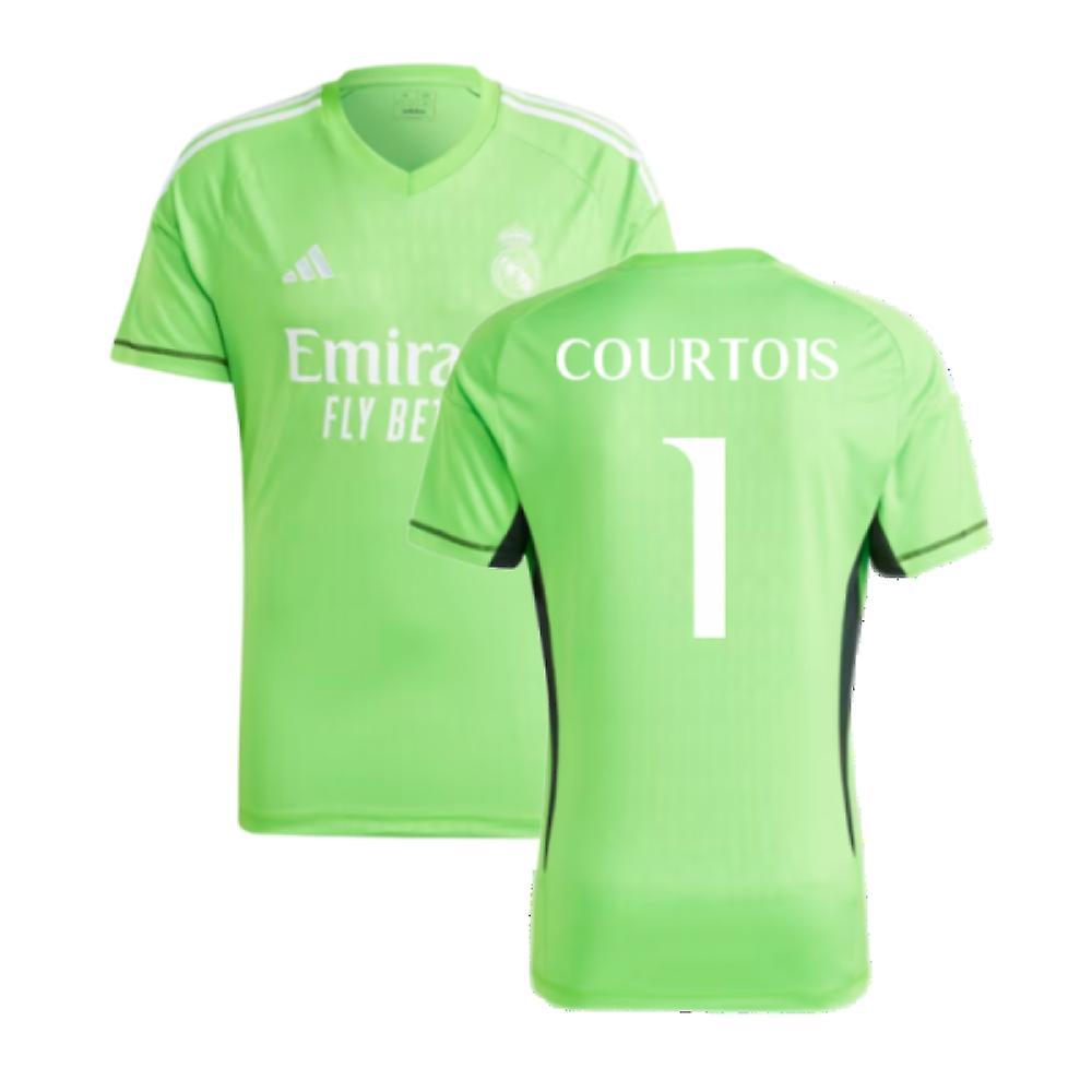 Adidas 2023-2024 Real Madrid Home Goalkeeper Shirt (Solar Green) (COURTOIS 1) Medium 38-40 inch Chest