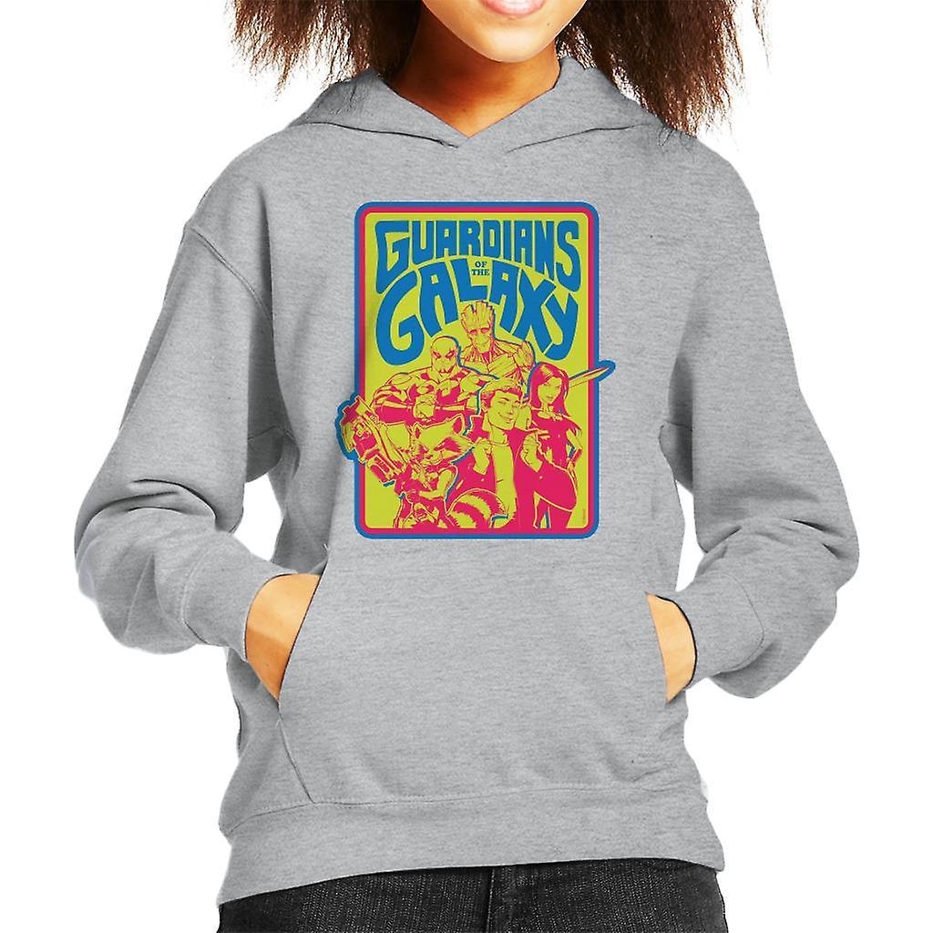 Marvel Guardians Of The Galaxy Retro 70s Kid's Hooded Sweatshirt Heather Grey Large (9-11 yrs)