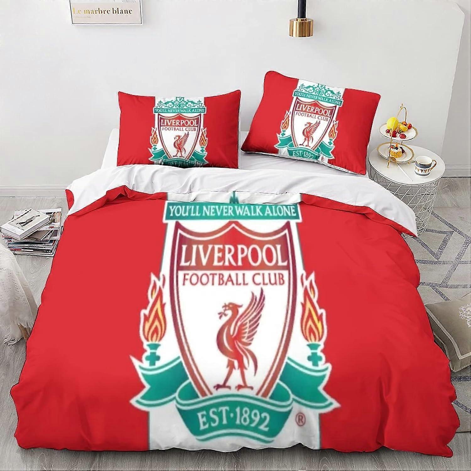 Kerota Liverpool Duvet Cover Bedding Set, D Duvet Covers Print Microfiber Bedding Set Duvet Cover with Pillowcases Kingx 135*200 CM Double200x200cm