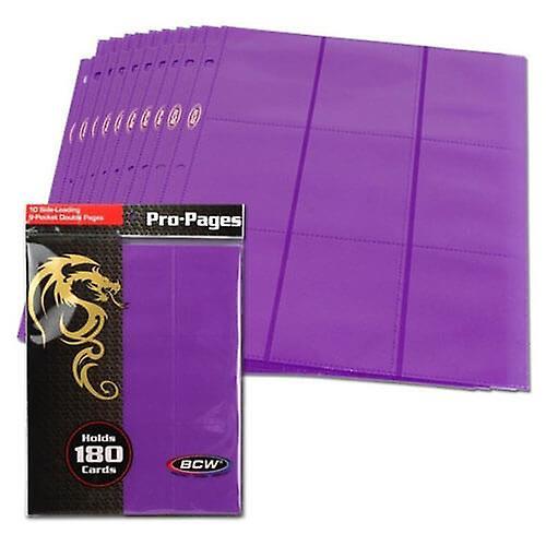 BCW Pro Pages 9 Pocket Pages Side Loading Trading Cards 10 Pages Per Pack Purple