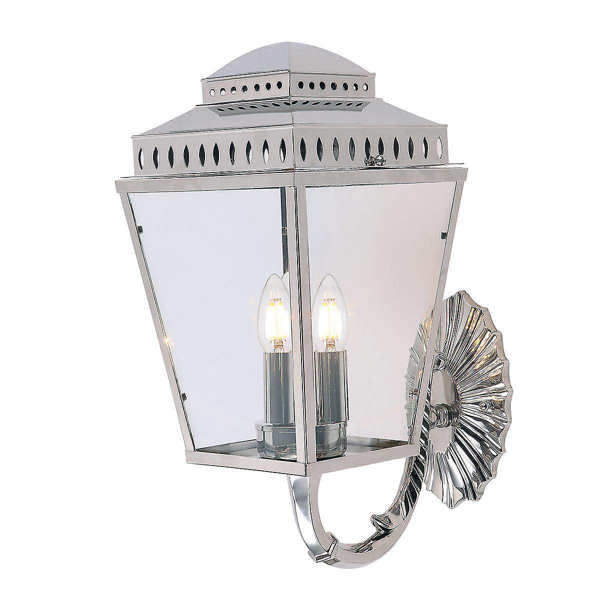 Mansion House 3 Light Outdoor Wall Lantern Light Polished Nickel IP44 E14