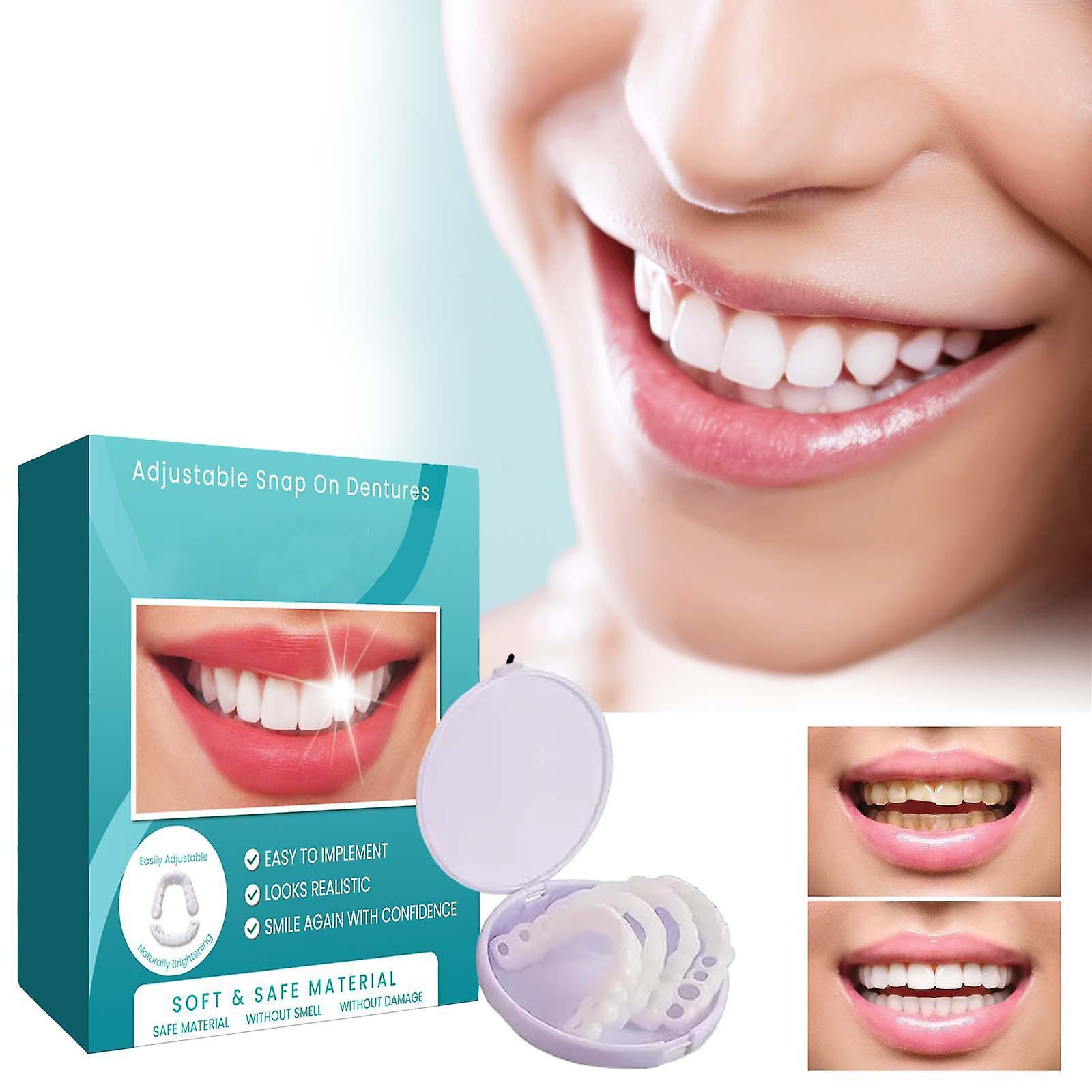 Fongwan Denture Teeth Temporary Fake Teeth For Snap On Instant & Confidence Smile, Dental Veneers For Temporary Teeth Restoration 2 Pairs