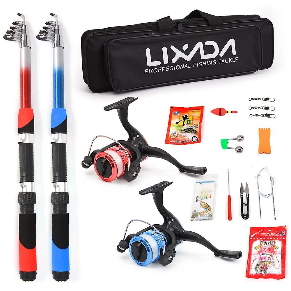 Lixada Fishing Rod Reel Combo Full Kit with 2PCS 2.1m Telescopic Fishing Rods 2PCS Spinning Reels Fi