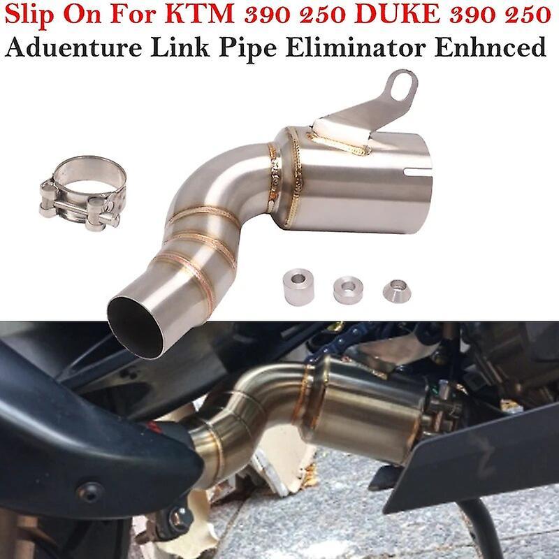 Jelivey For Ktm 390 250 Adventure 2020 2021 Motorcycle Exhaust Escape Modified Middle Link Pipe Catalyst Delete Eliminator Enhanced Stainless Steel