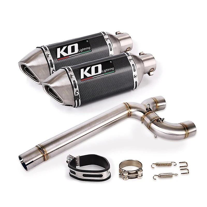 Loerss Motorcycle Exhaust System Dual-outlet Pipe Mid Link Tube Slip On 51mm Mufflers Removable Db Killer For Yamaha Fz6 Fz6n Fz6s B