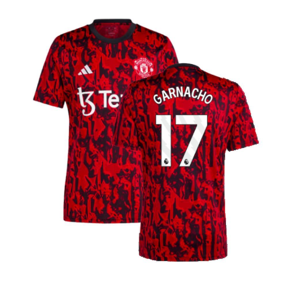 Adidas 2023-2024 Man Utd Pre-Match Shirt (Red) (Garnacho 17) XL 44-46 inch Chest