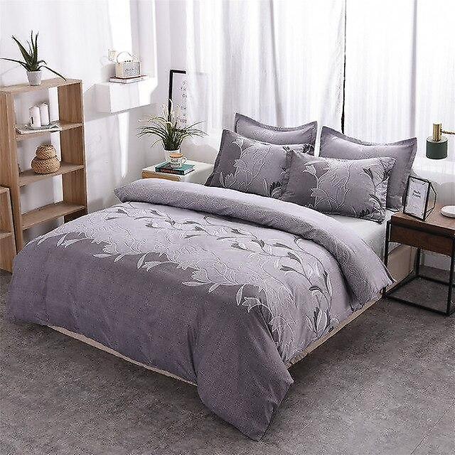 Slowmoose Simple Luxury Plain Jacquard Floral Printed Bed Linen Duvet Cover Set EUDouble200x200 3pcs / 3