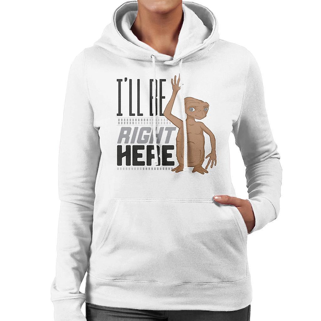 E.T. E.T. Ill Be Right Here Women's Hooded Sweatshirt White Large